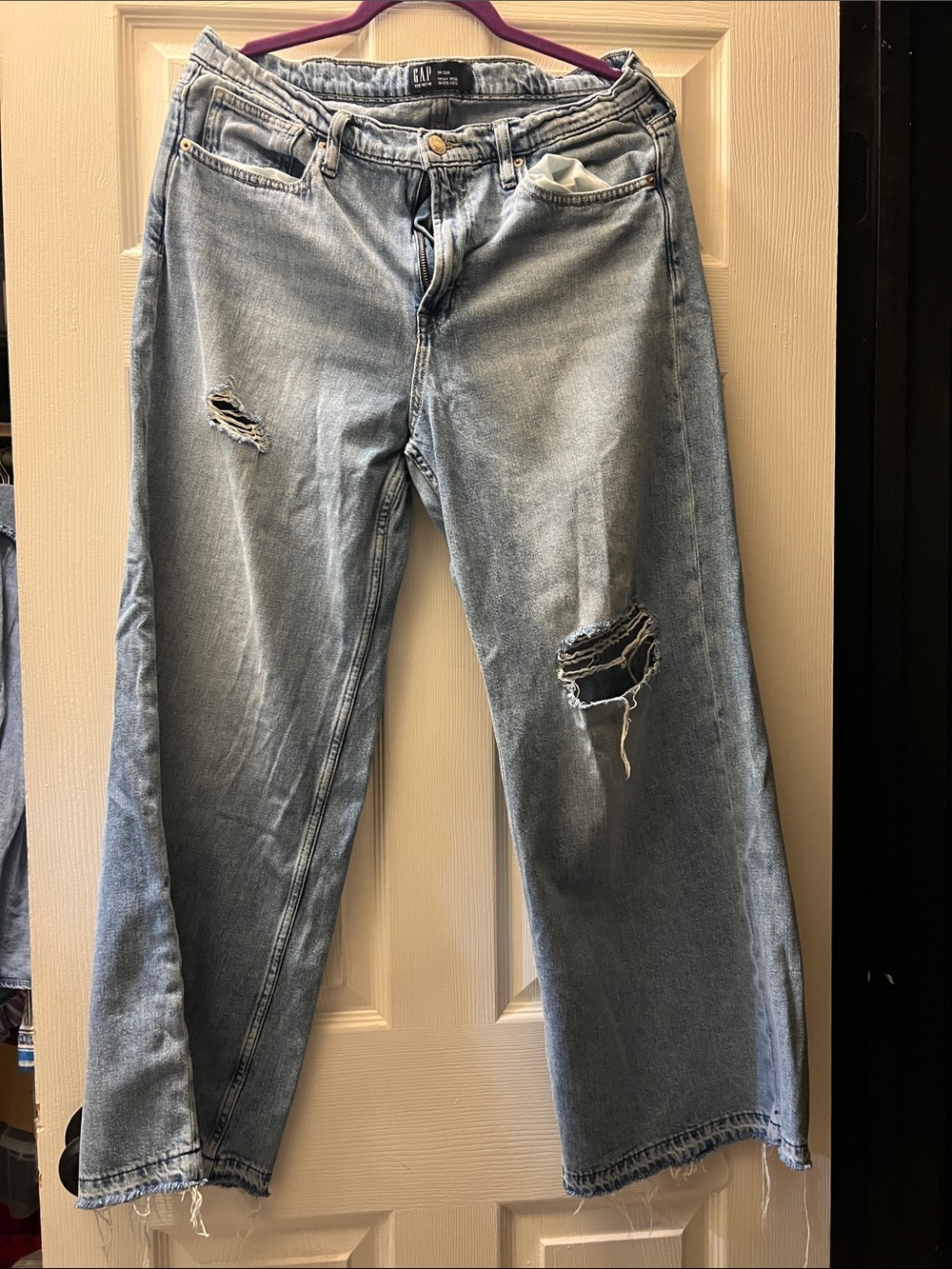 GAP Light Blue Relaxed Fit Distressed Jeans